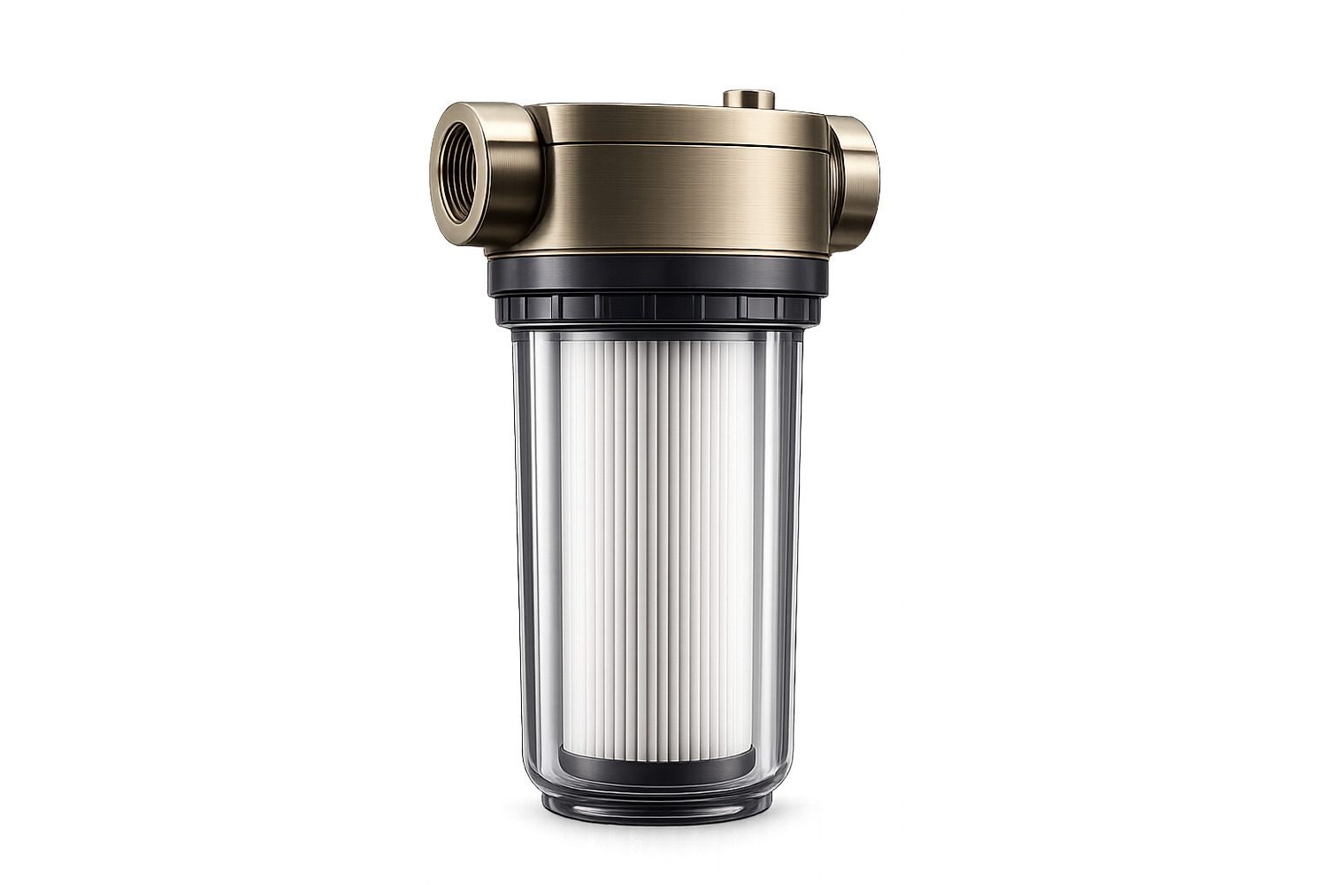Eco Stolz Wasserfilter mit Messingkopf und transparentem Filtergehäuse