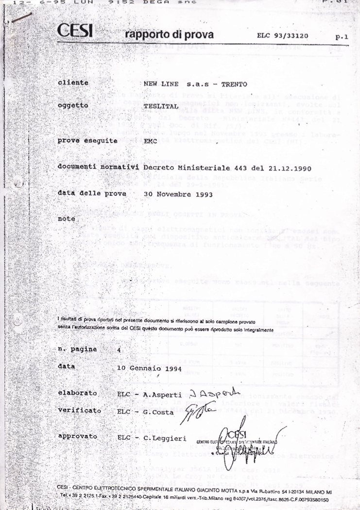 CESI Milano Prüfbericht